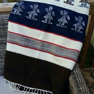 Vintage Aztec Berlou Wool Throw Blanket
